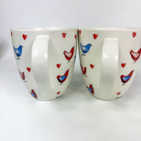 Queens Churchill Alex Clark Mellow Yellows Love Birds Coffee Mugs Red & Blue - Picture 3 of 5
